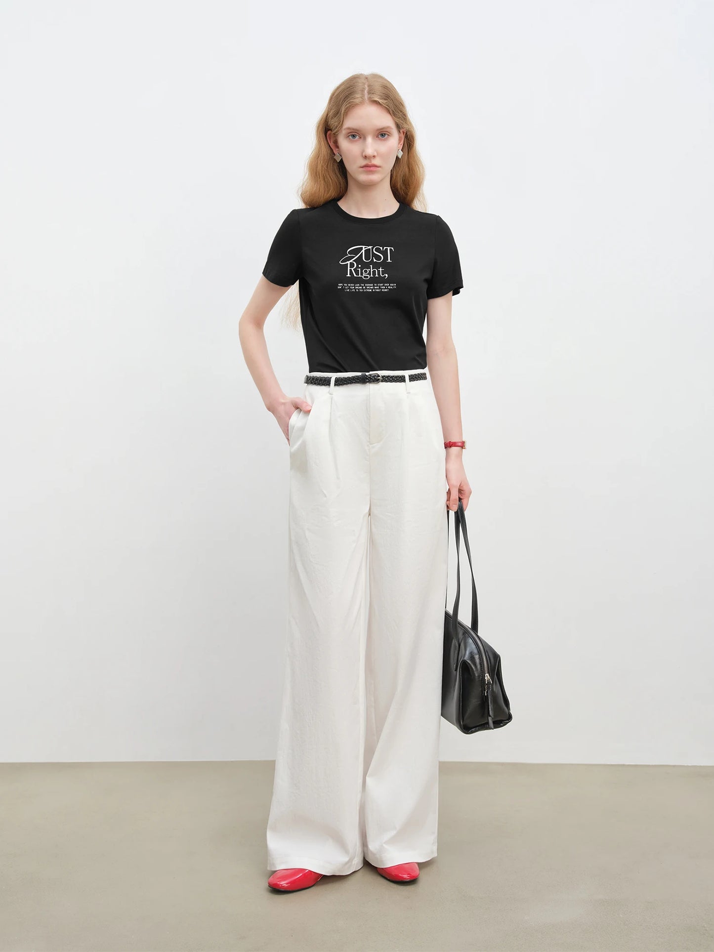 Ivory Straight Wide Leg Trousers