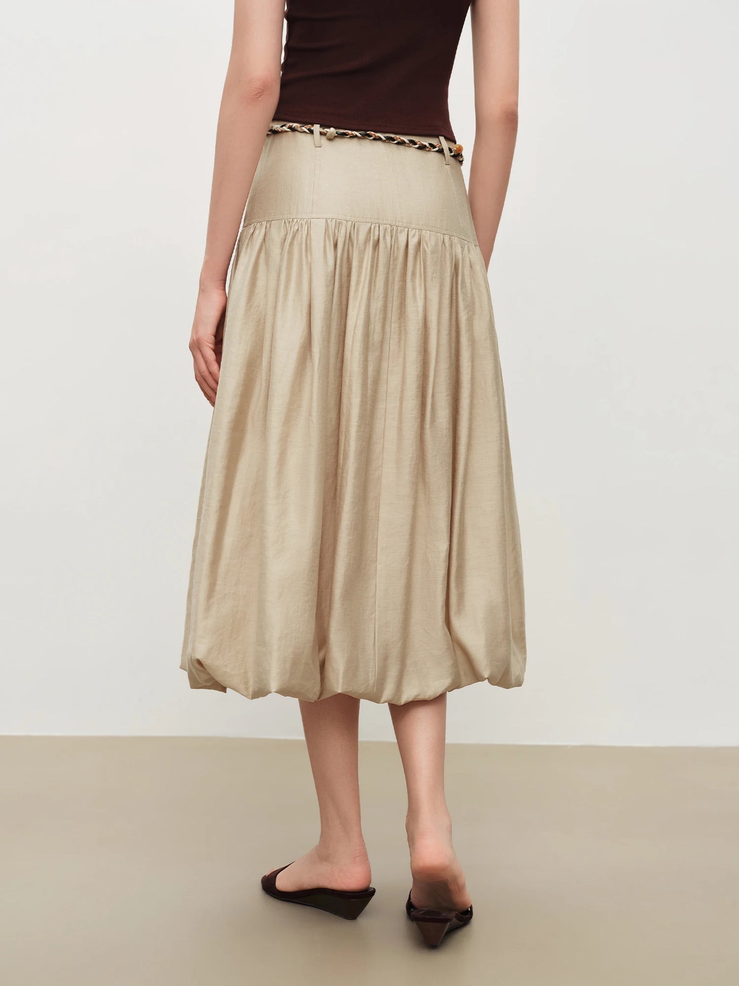 Smocked Waist Floral Midi Skirt