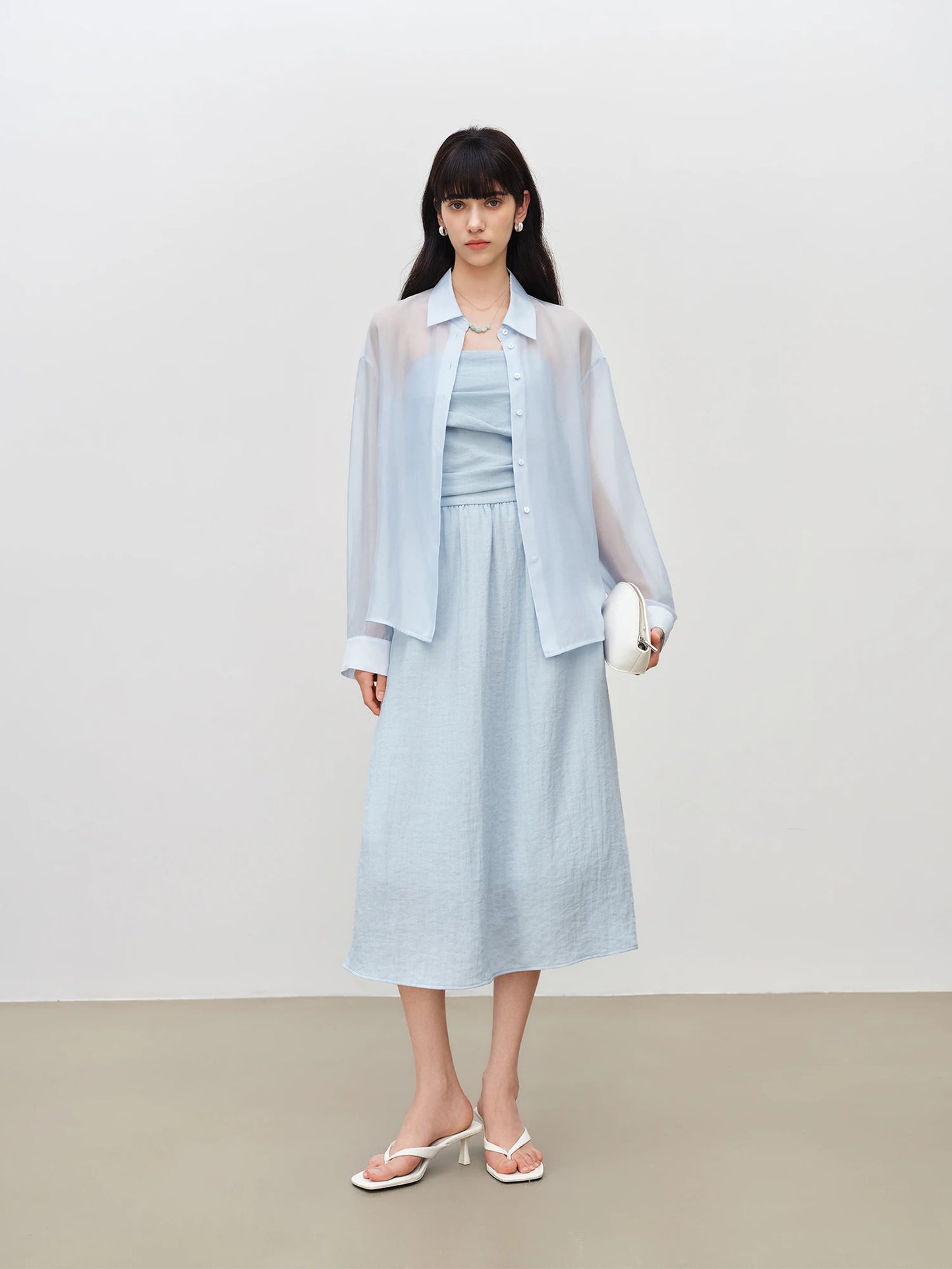Pale Blue Sheer Button Shirt