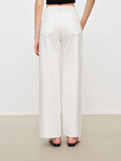 White Raw Hem Cropped Jeans