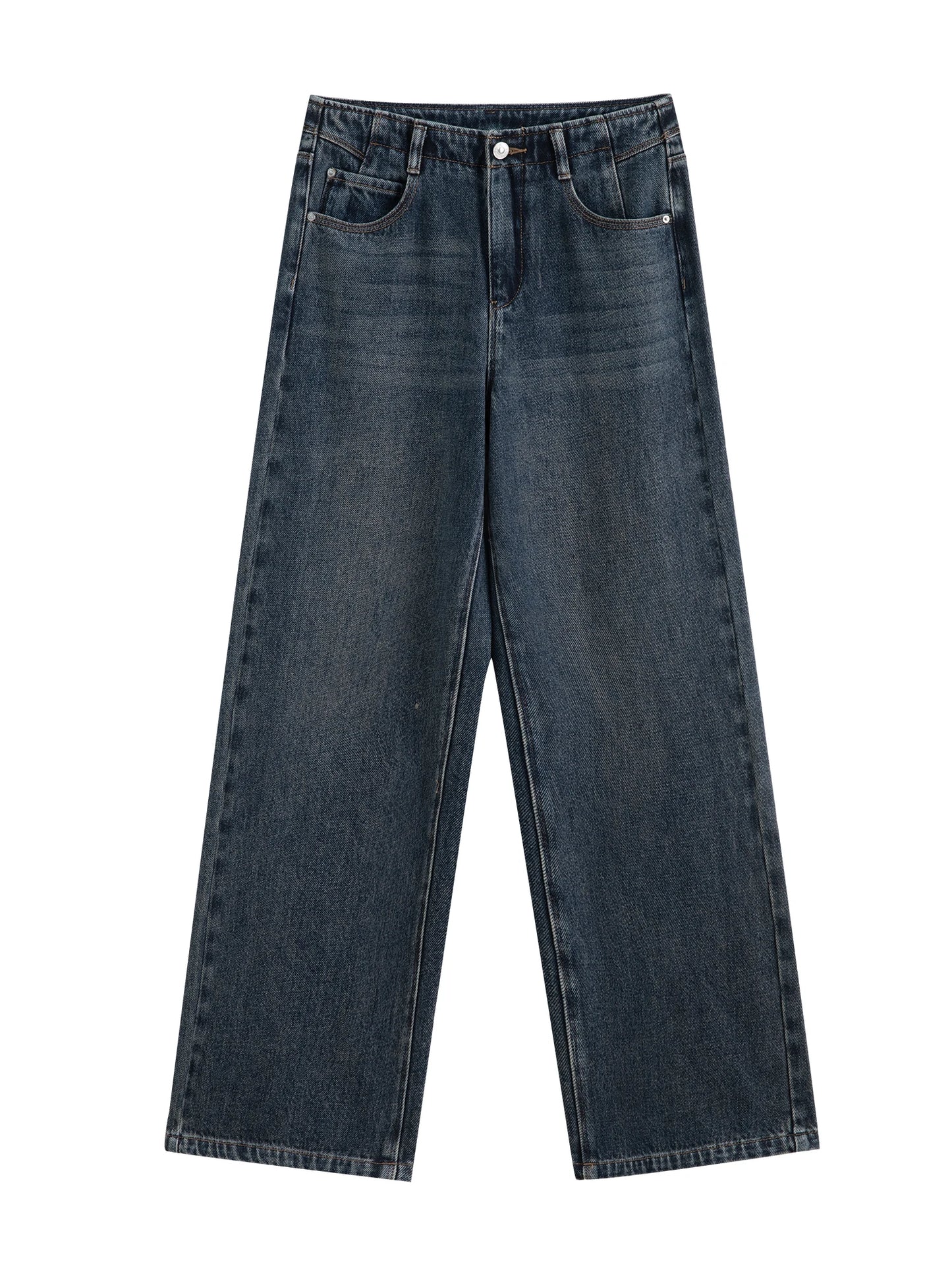 Blue Washed Straight Leg Jeans