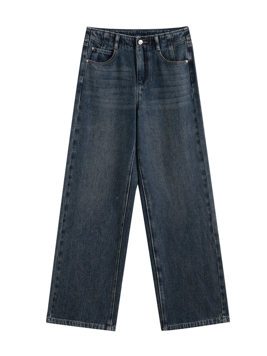 Blue Washed Straight Leg Jeans