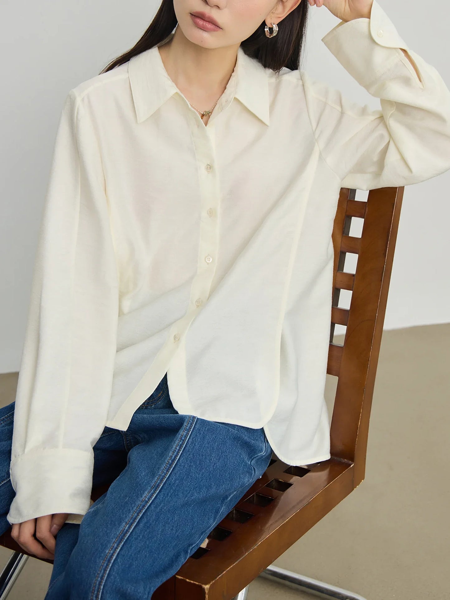 Ivory Button Front Shirt