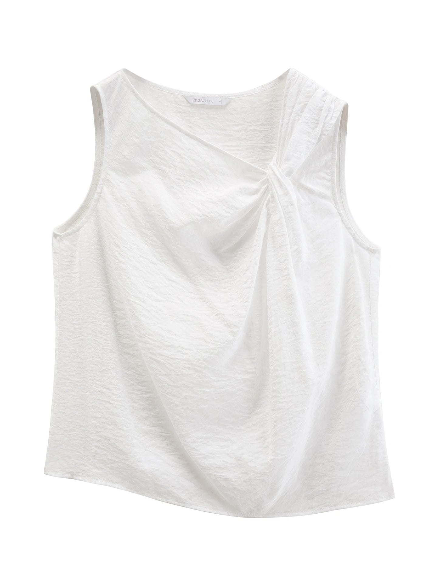 White Twist Front Sleeveless Blouse