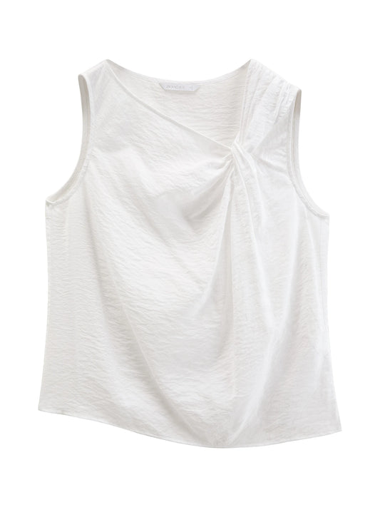 White Twist Front Sleeveless Blouse