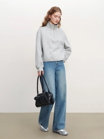 Espresso Half Zip Drawstring Sweatshirt