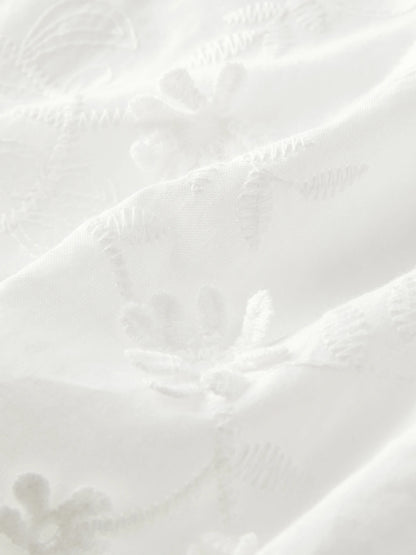 White Embroidered Square Neck Dress