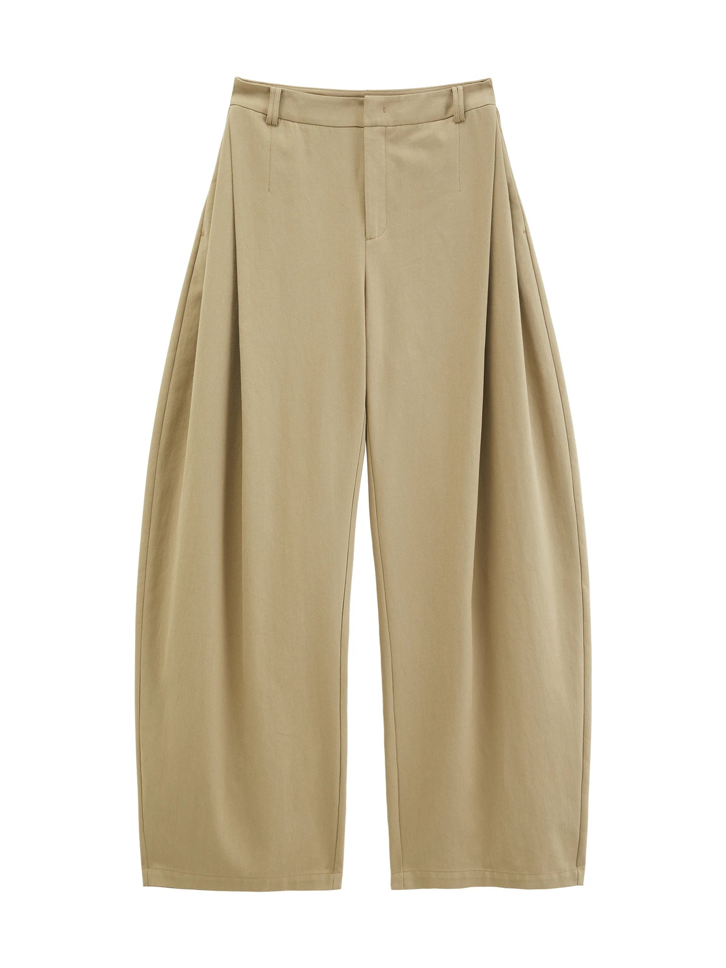 Taupe Pleated Straight Leg Trousers