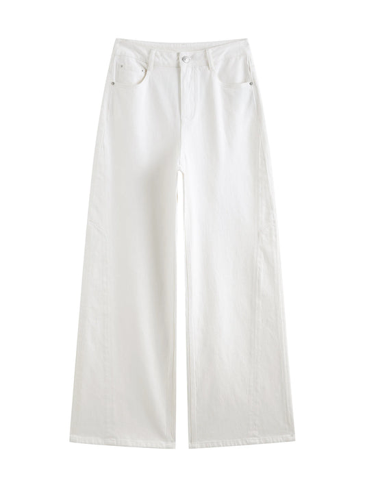 White Straight Wide Leg Jeans