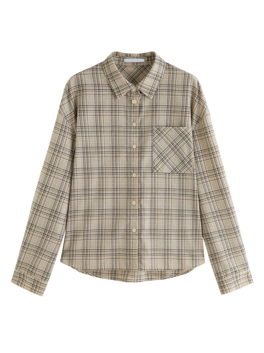 Taupe Plaid Button Shirt