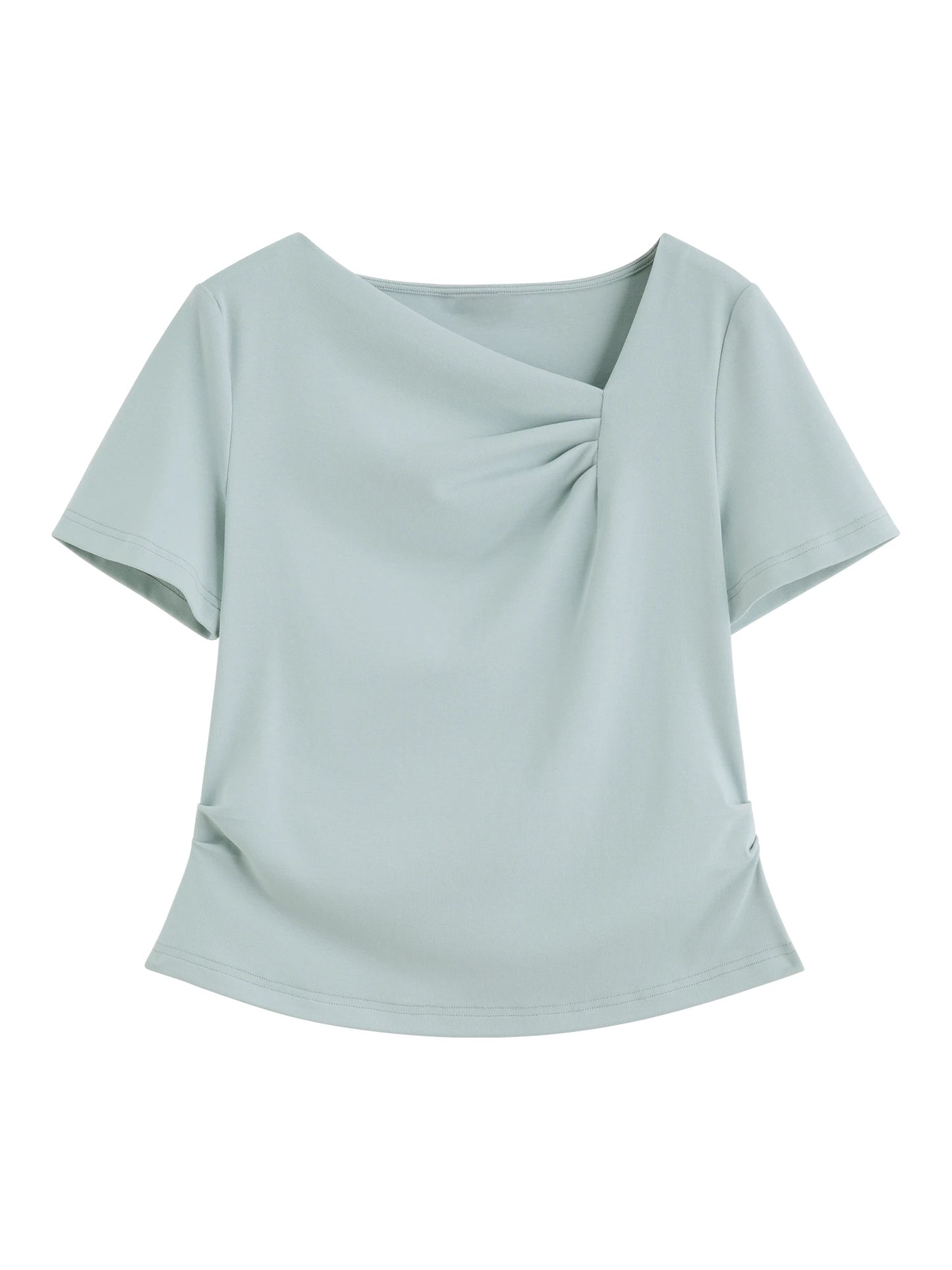 Mint Asymmetric Ruched Tee
