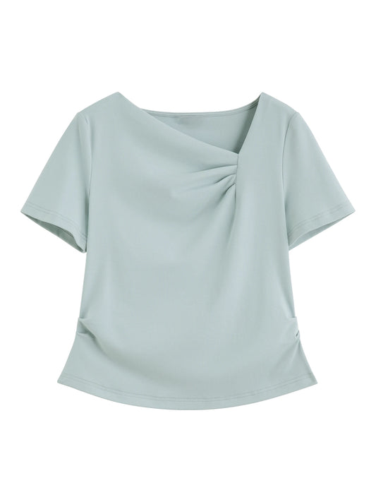 Mint Asymmetric Ruched Tee