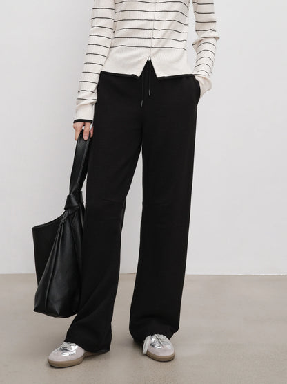 Black Knit Wide Leg Pants