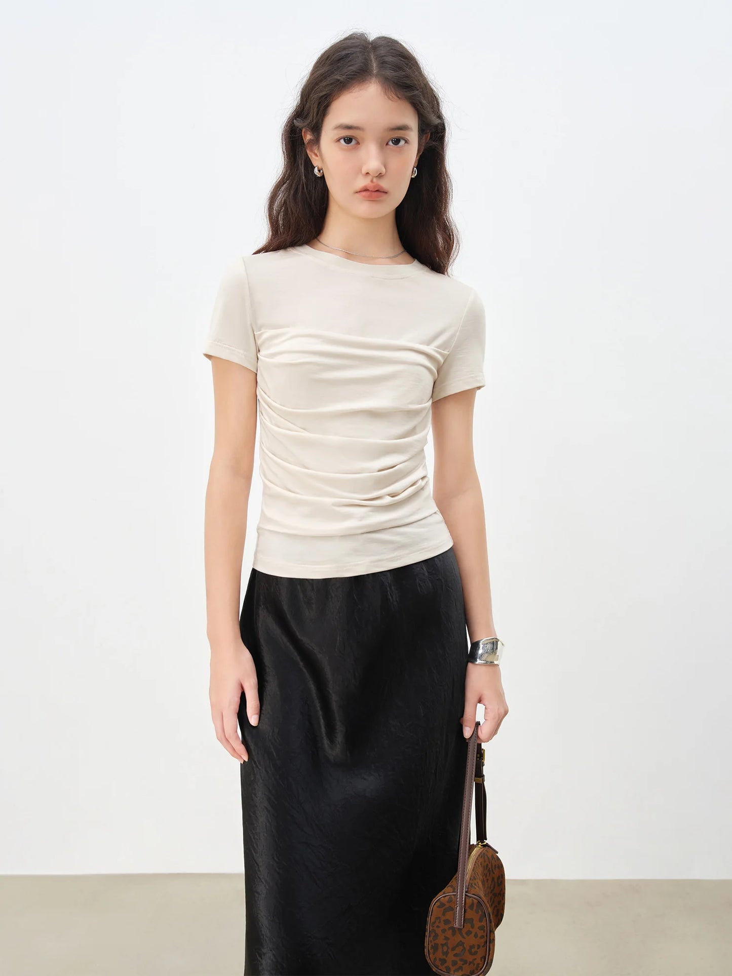 Olive Draped Short Sleeve Top