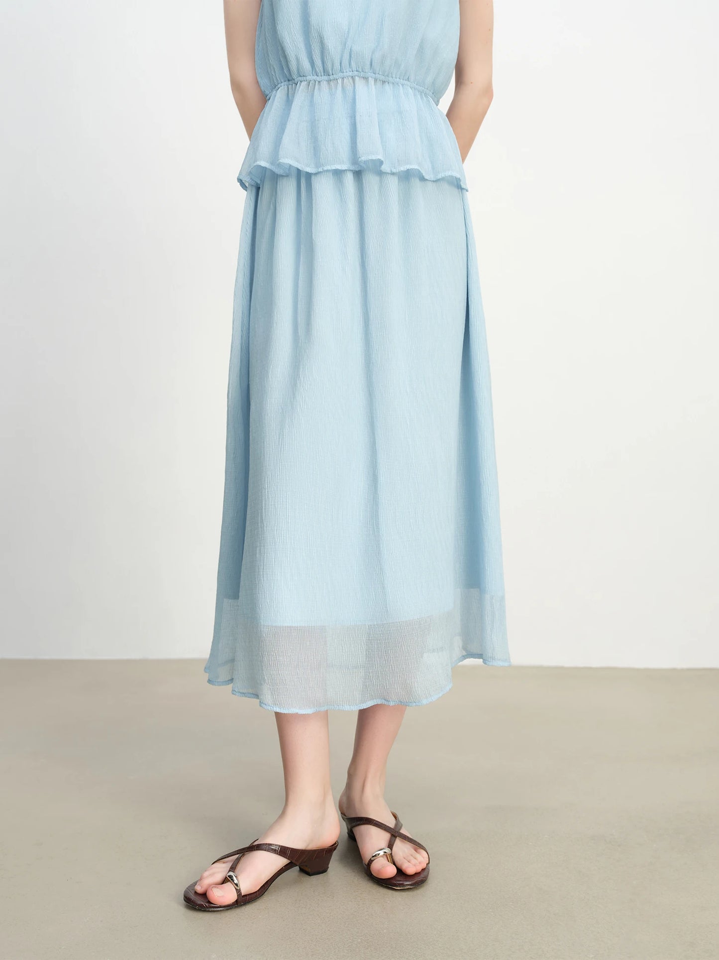 Lace Neckline Skirt Set