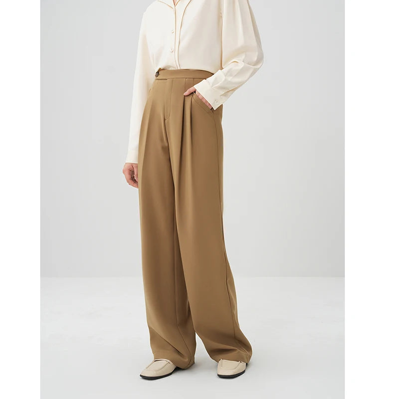 Black Pleated Wide Leg Trousers
