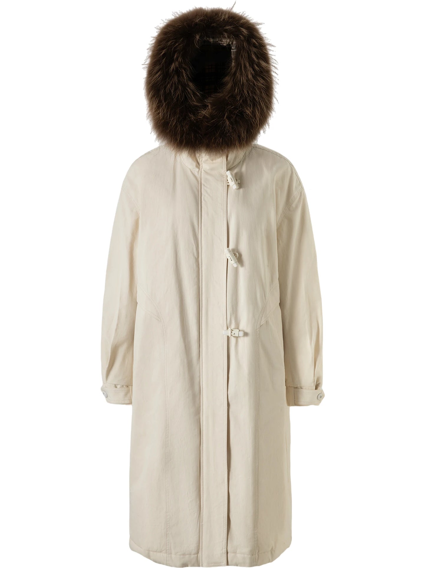 Khaki Fur Hood Parka Coat