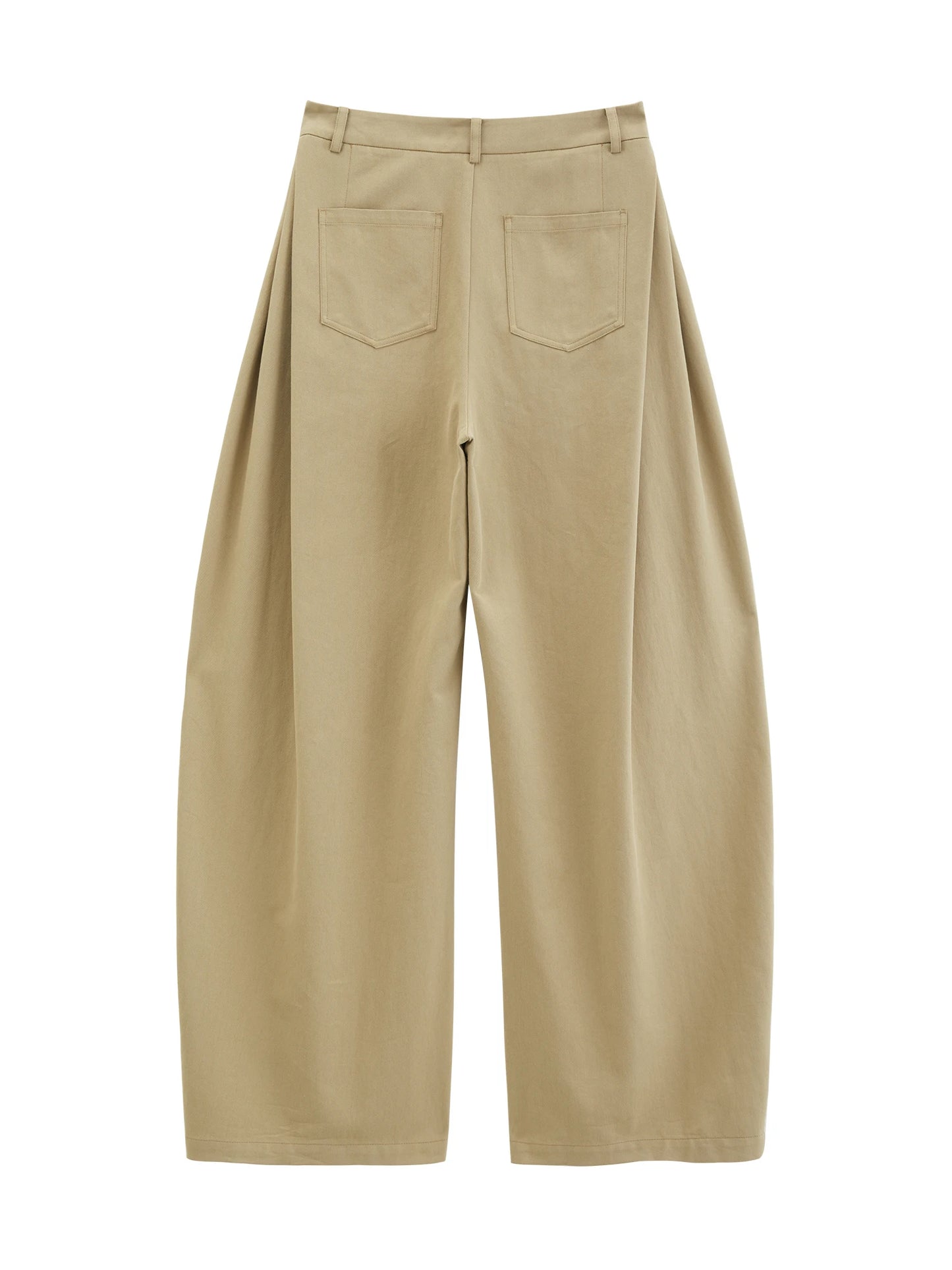Taupe Pleated Straight Leg Trousers