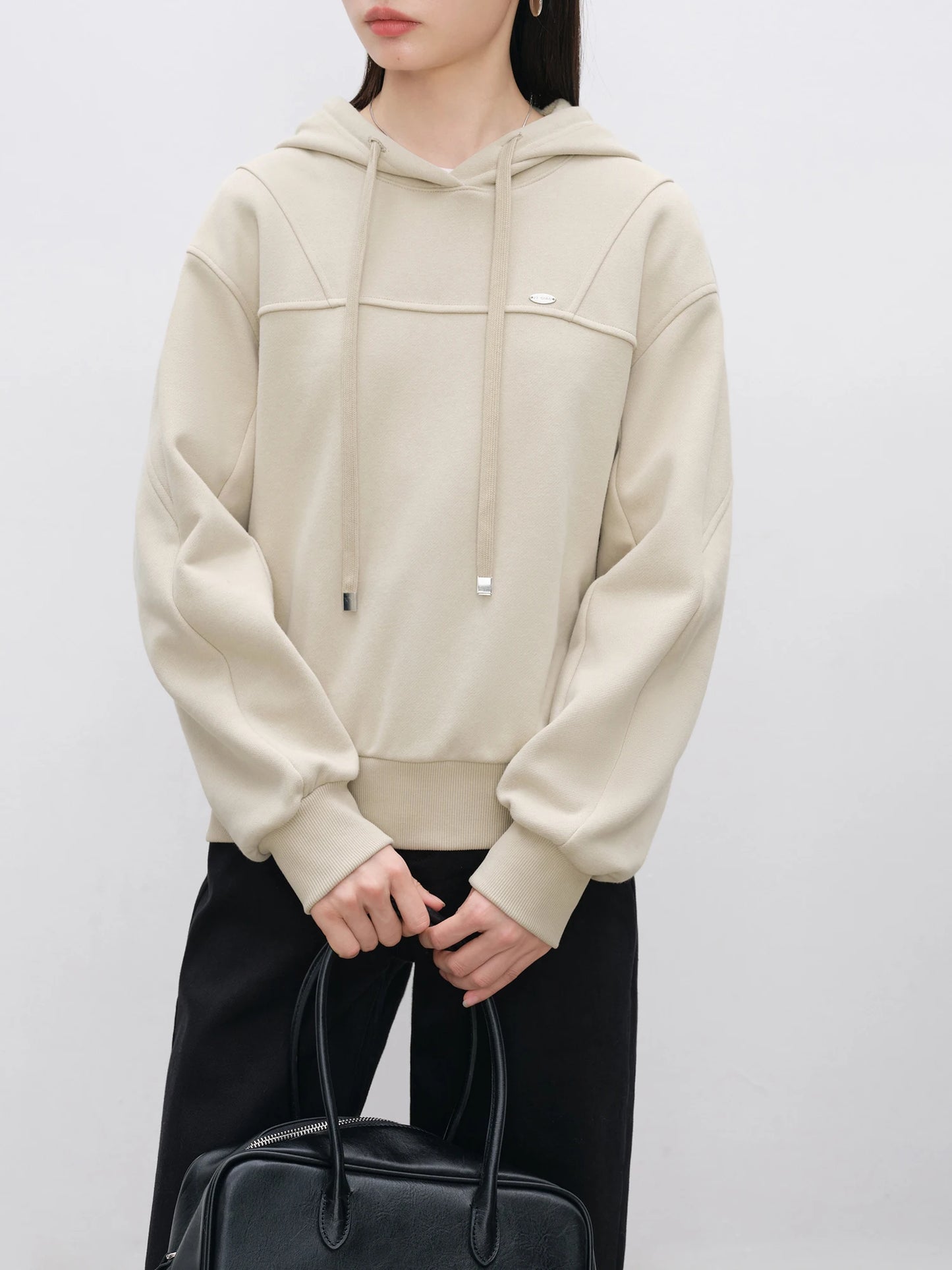 Pale Blue Drawstring Pullover Hoodie