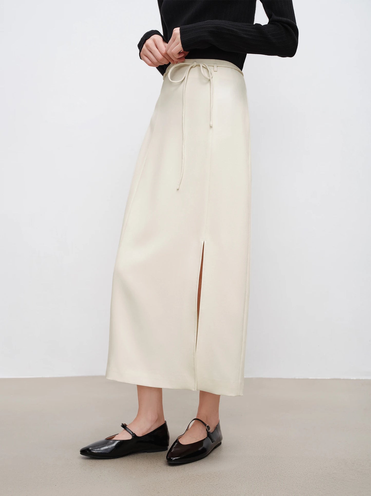 Black Tie Waist A-Line Skirt
