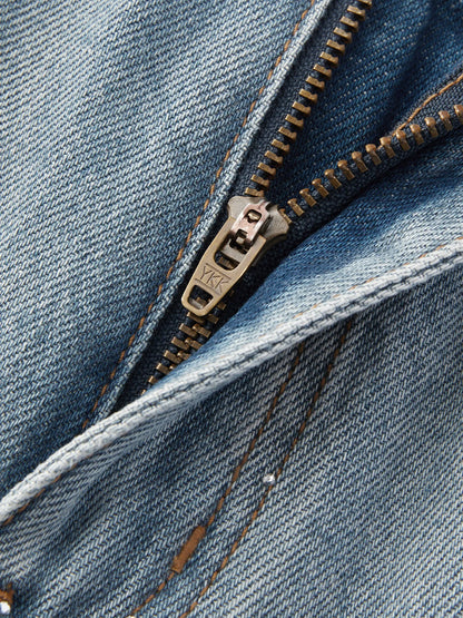 Light Blue Rhinestone Wide Jeans