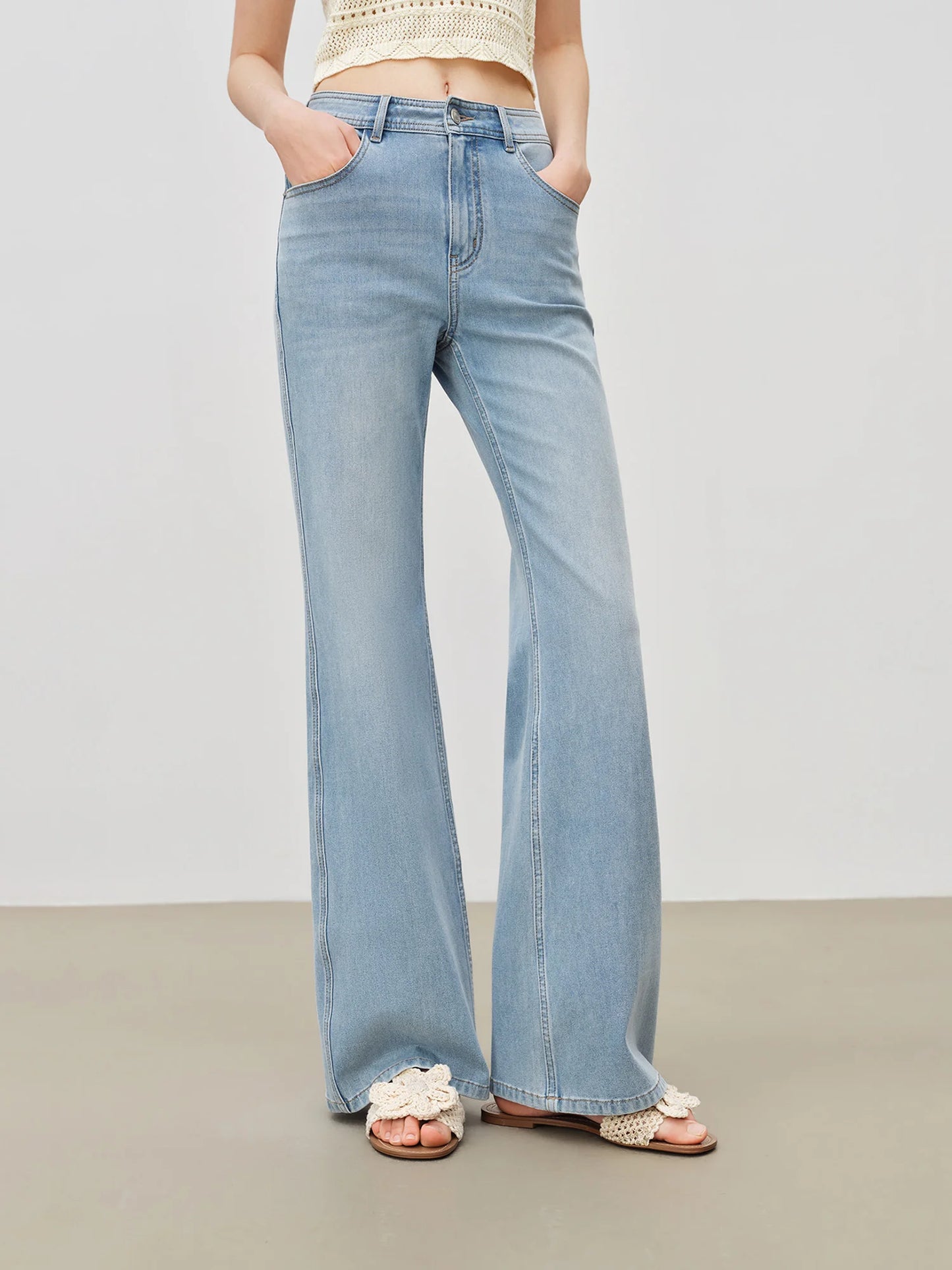 Blue Washed Bootcut Jeans