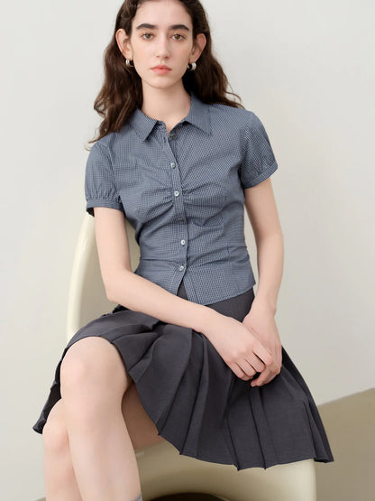 Charcoal Drawstring Waist Button Shirt