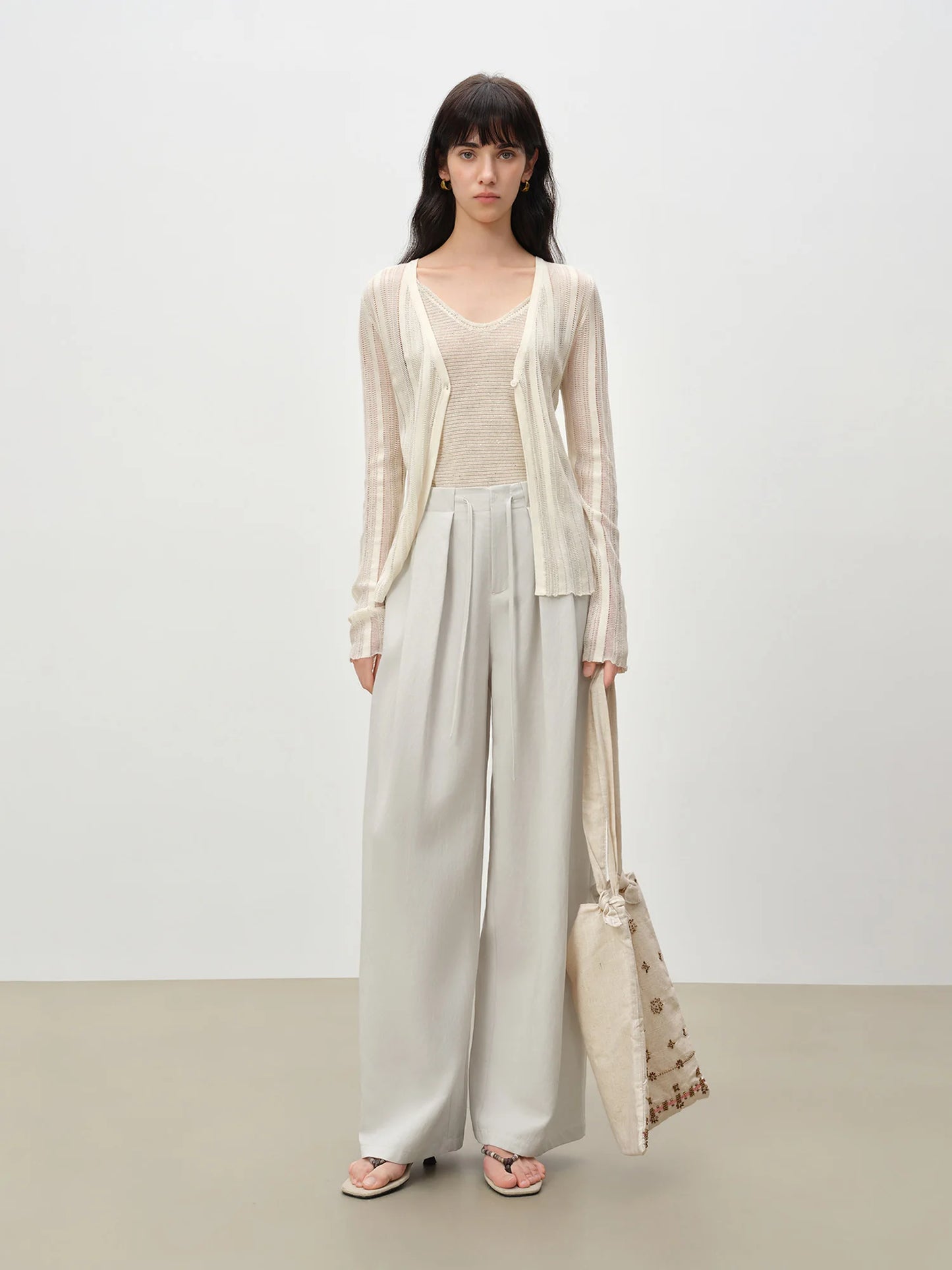 Charcoal Pleated Drawstring Pants