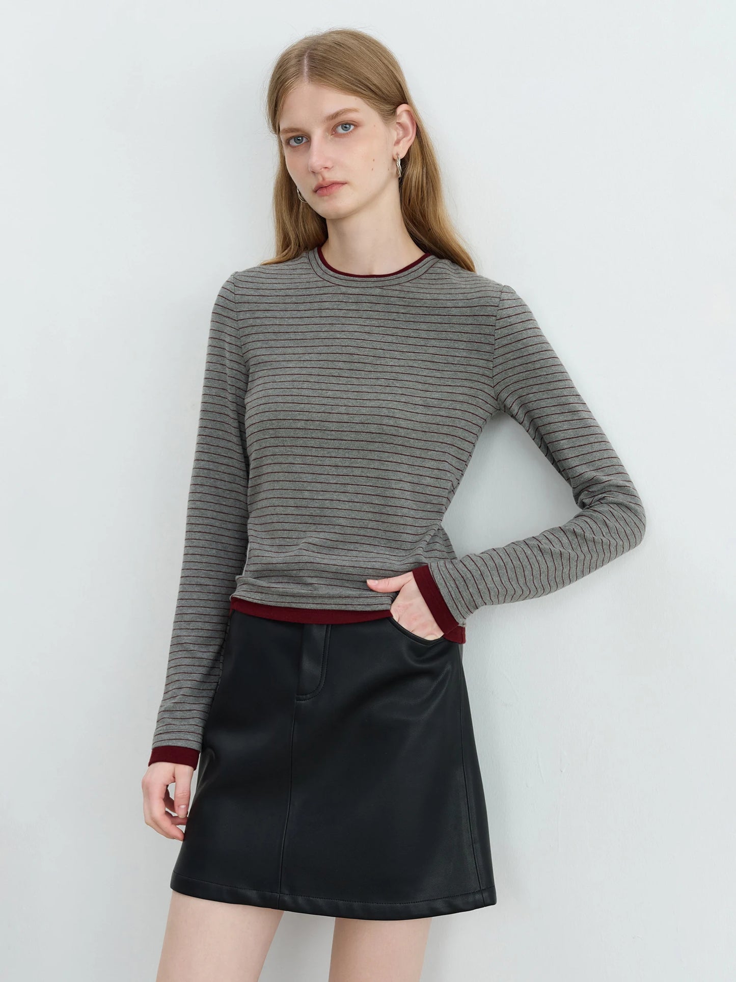 Black White Striped Long Sleeve Tee