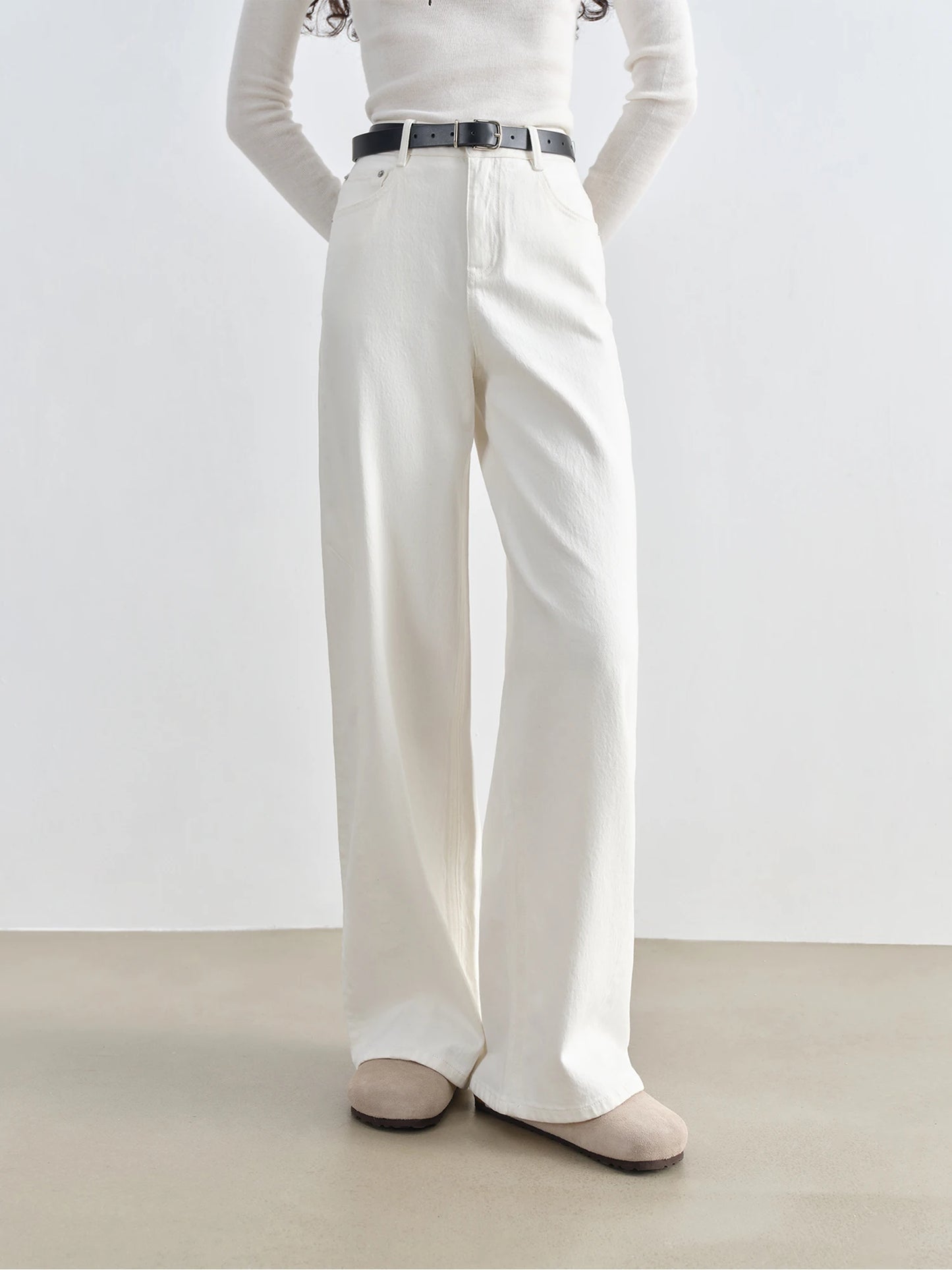 White Straight Wide Leg Jeans