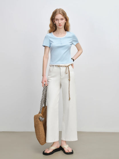 White Ankle Straight Denim Jeans