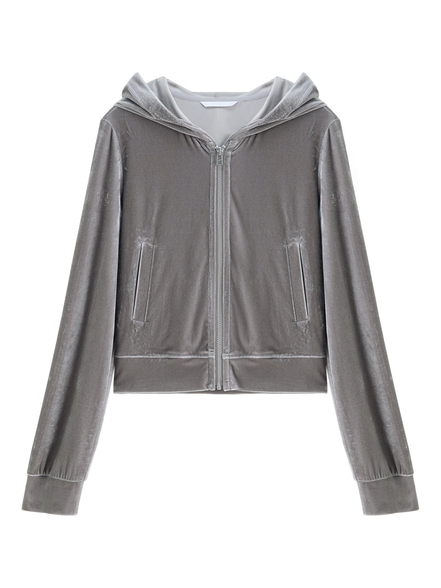 Grey Velvet Hoodie Jogger Set