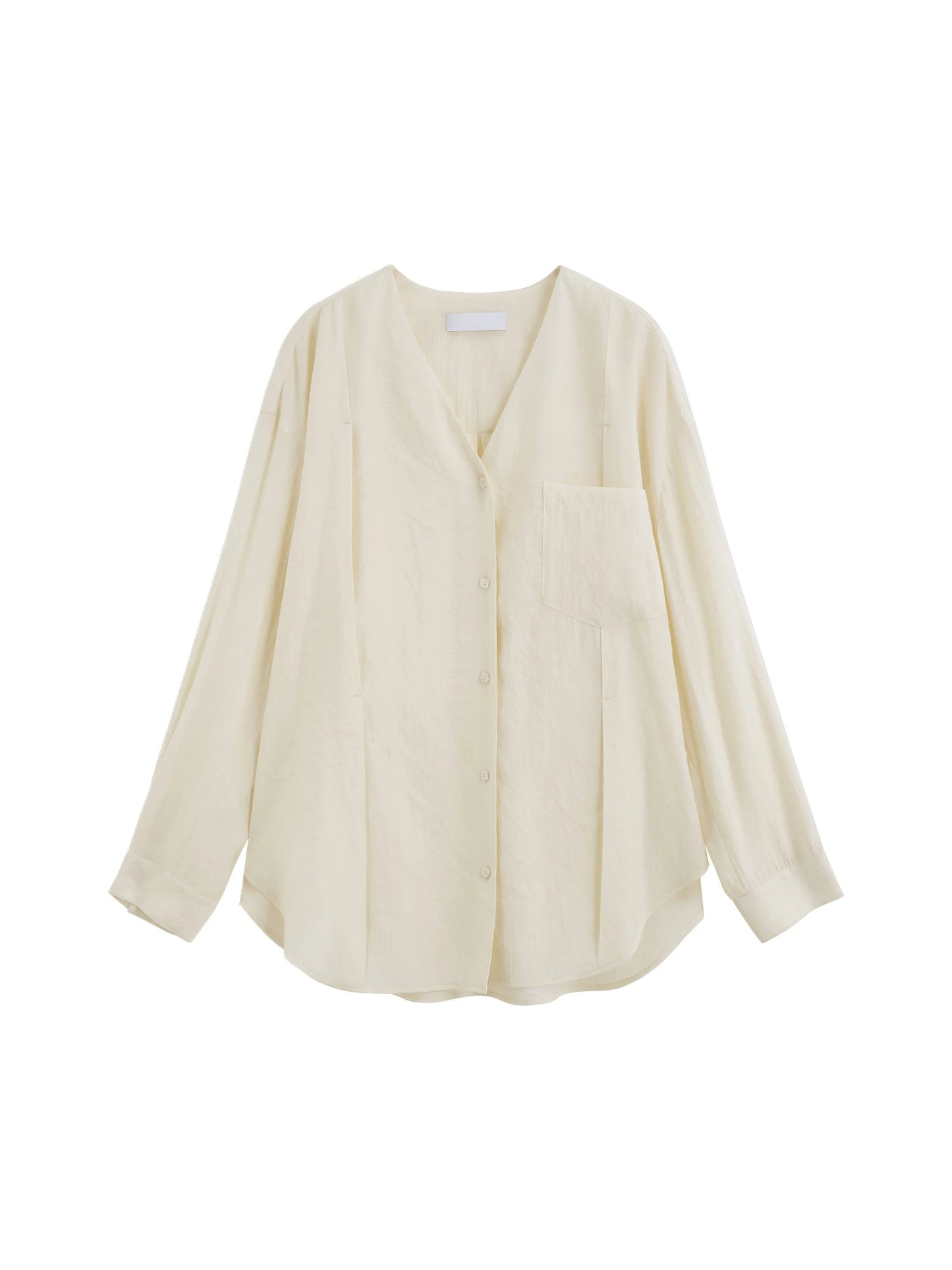 Ivory Linen V-Neck Blouse