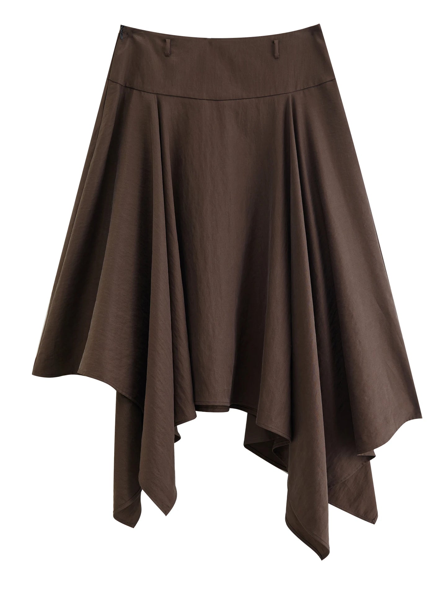 Draped Asymmetric A-Line Midi Skirt