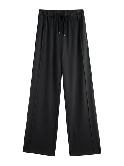 Black Drawstring Wide Leg Pants