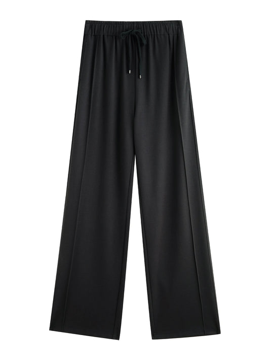 Black Drawstring Wide Leg Pants