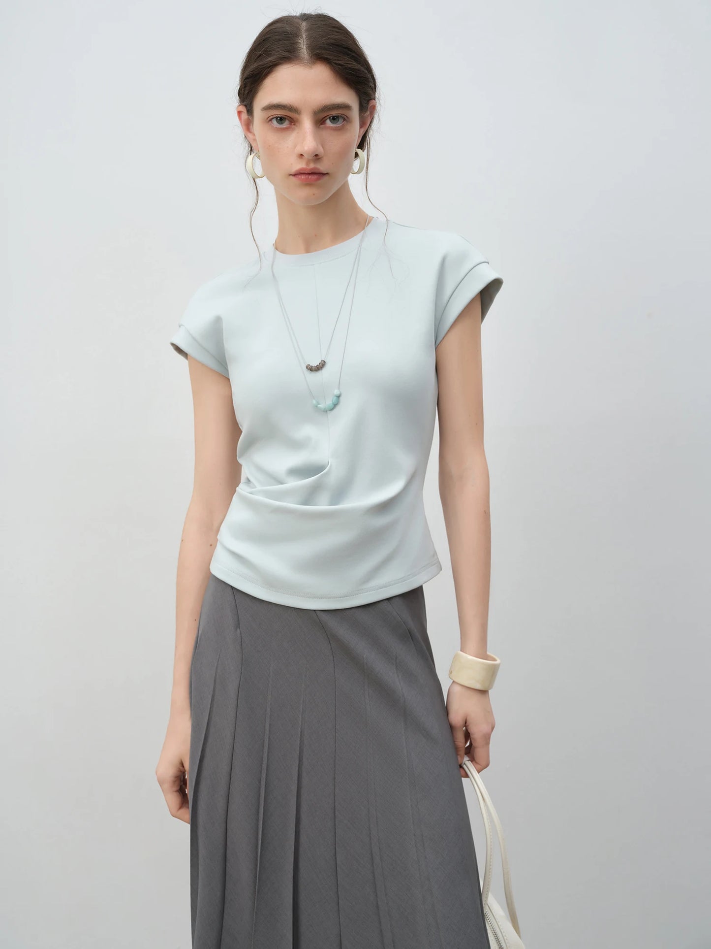 Ivory Twist Front Cap Sleeve Top