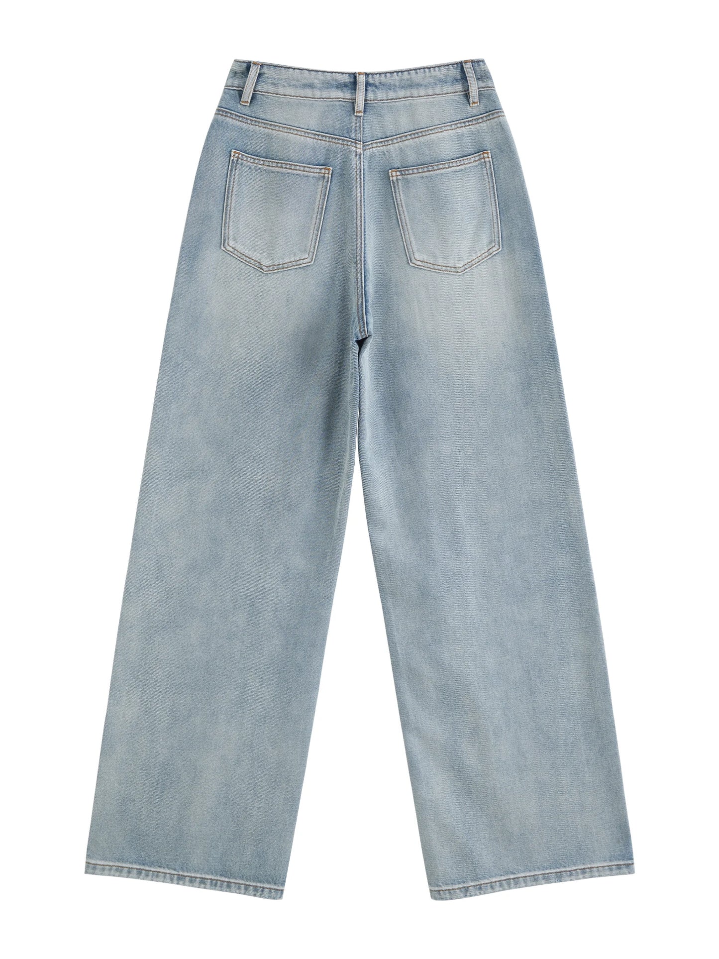 Light Blue Rhinestone Wide Jeans