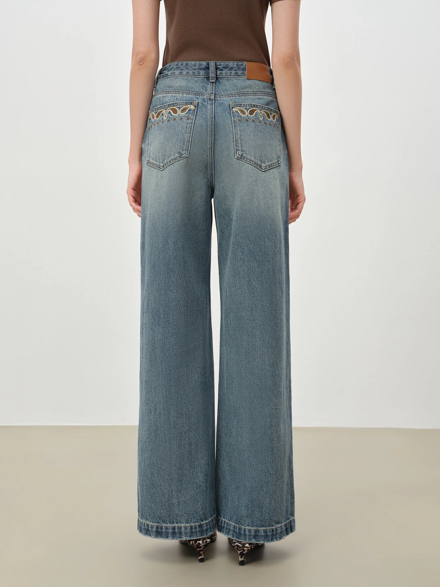 Dark Wash Belted Wide Jeans