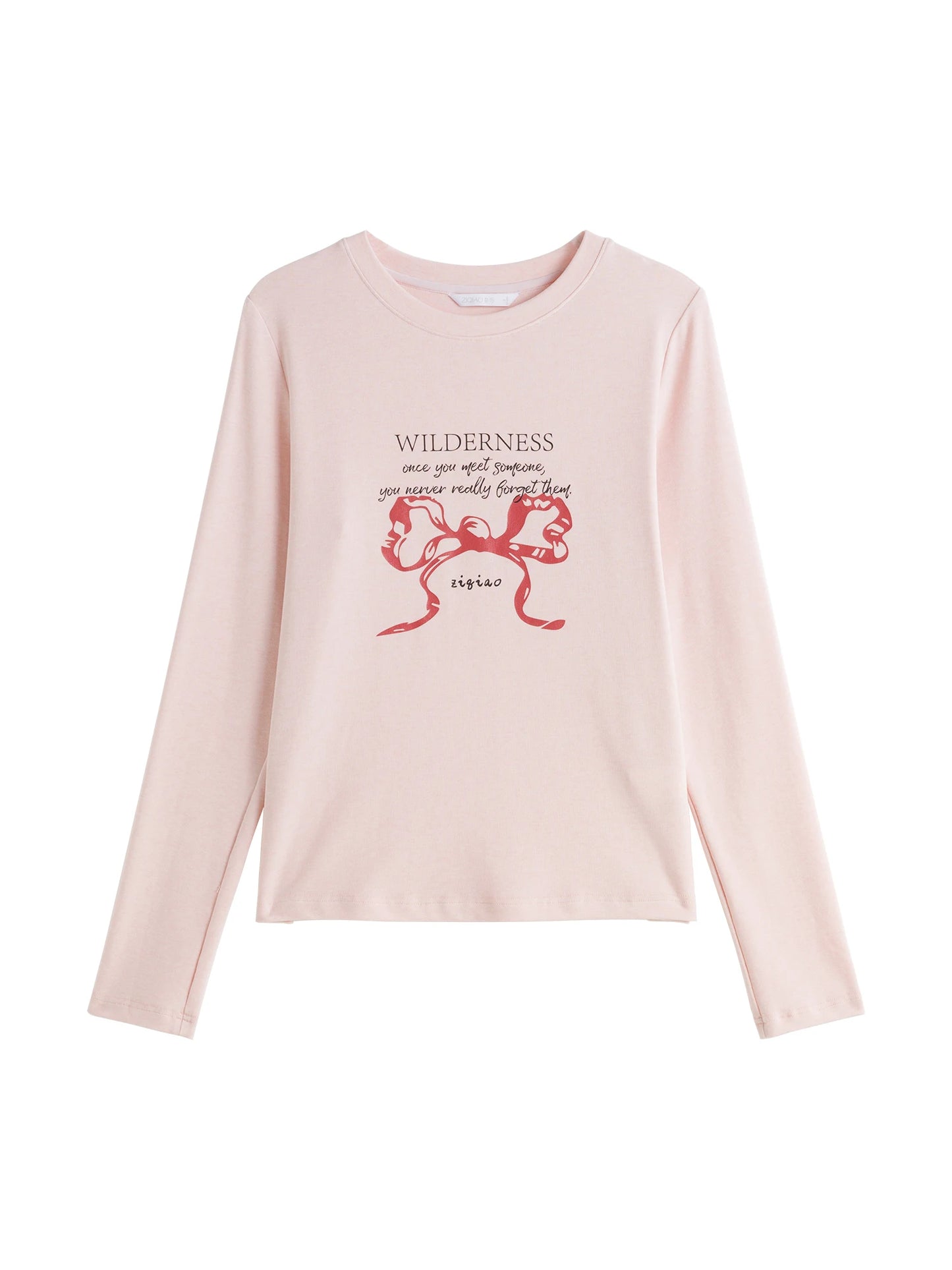 Pink Graphic Crew Neck Knit Top