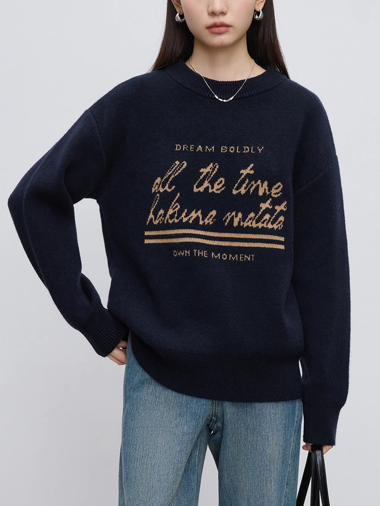Red Graphic Crew Neck Sweater