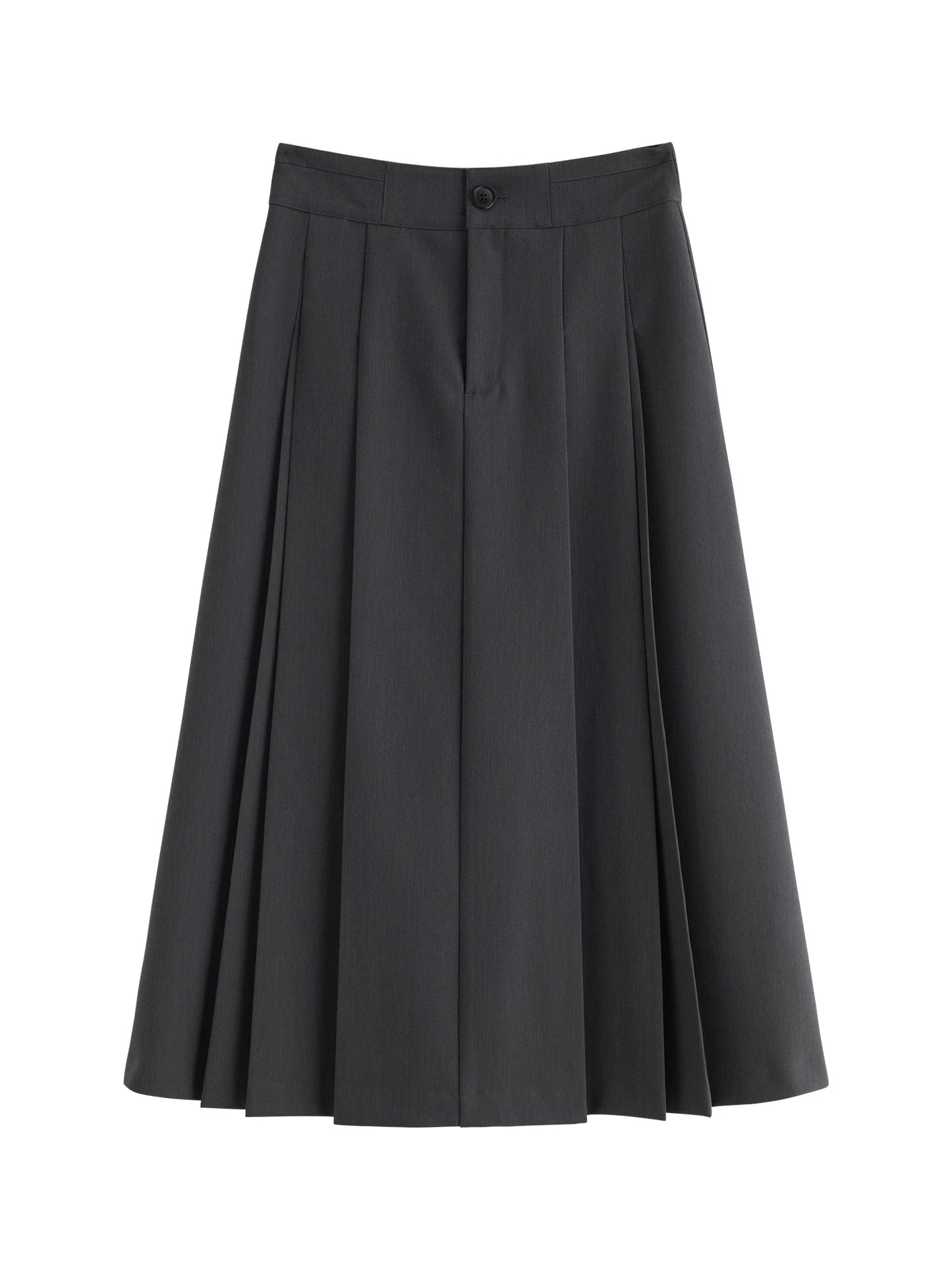 Charcoal Pleated A-Line Midi Skirt