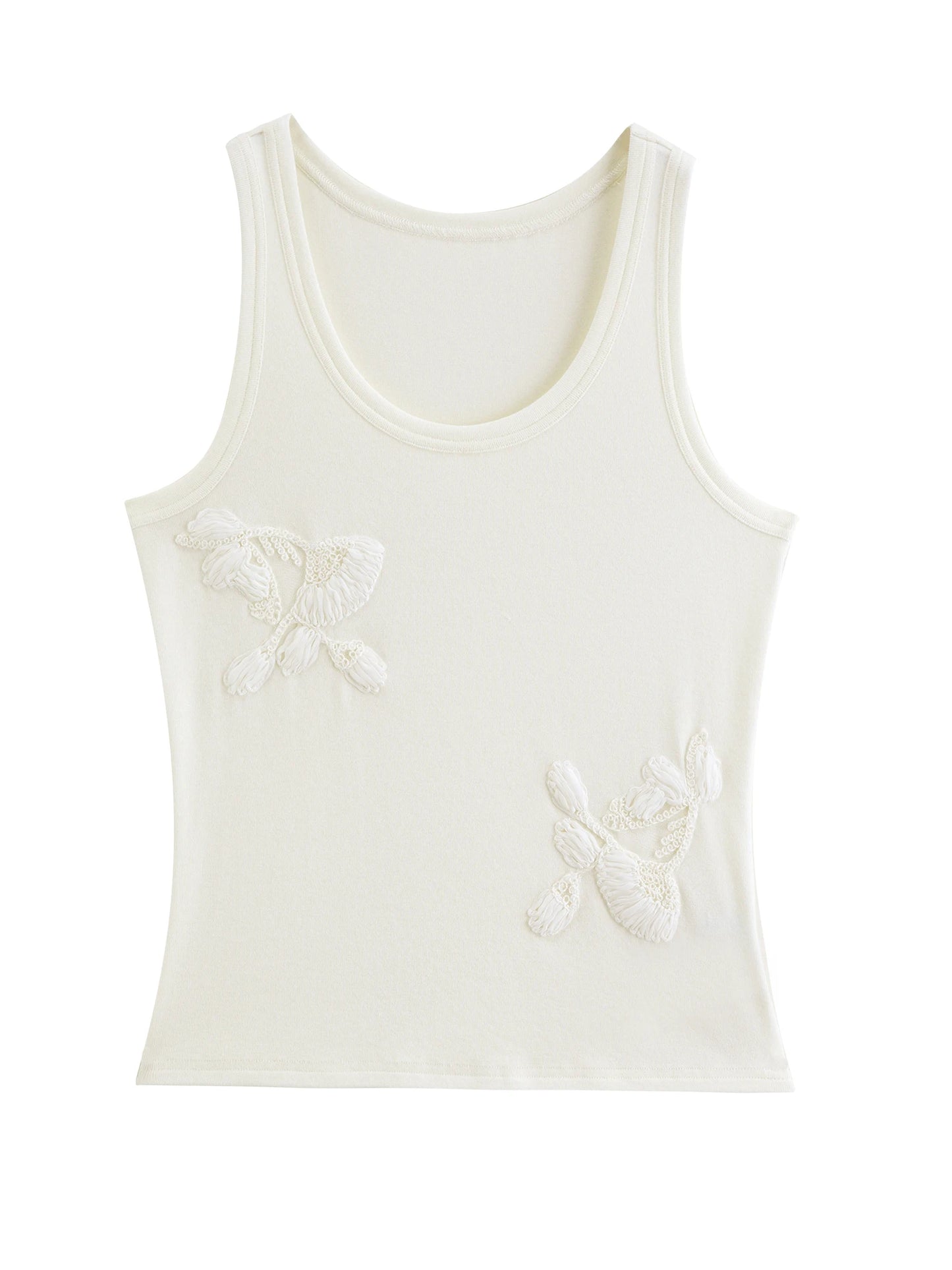 Ivory Floral Applique Tank Top