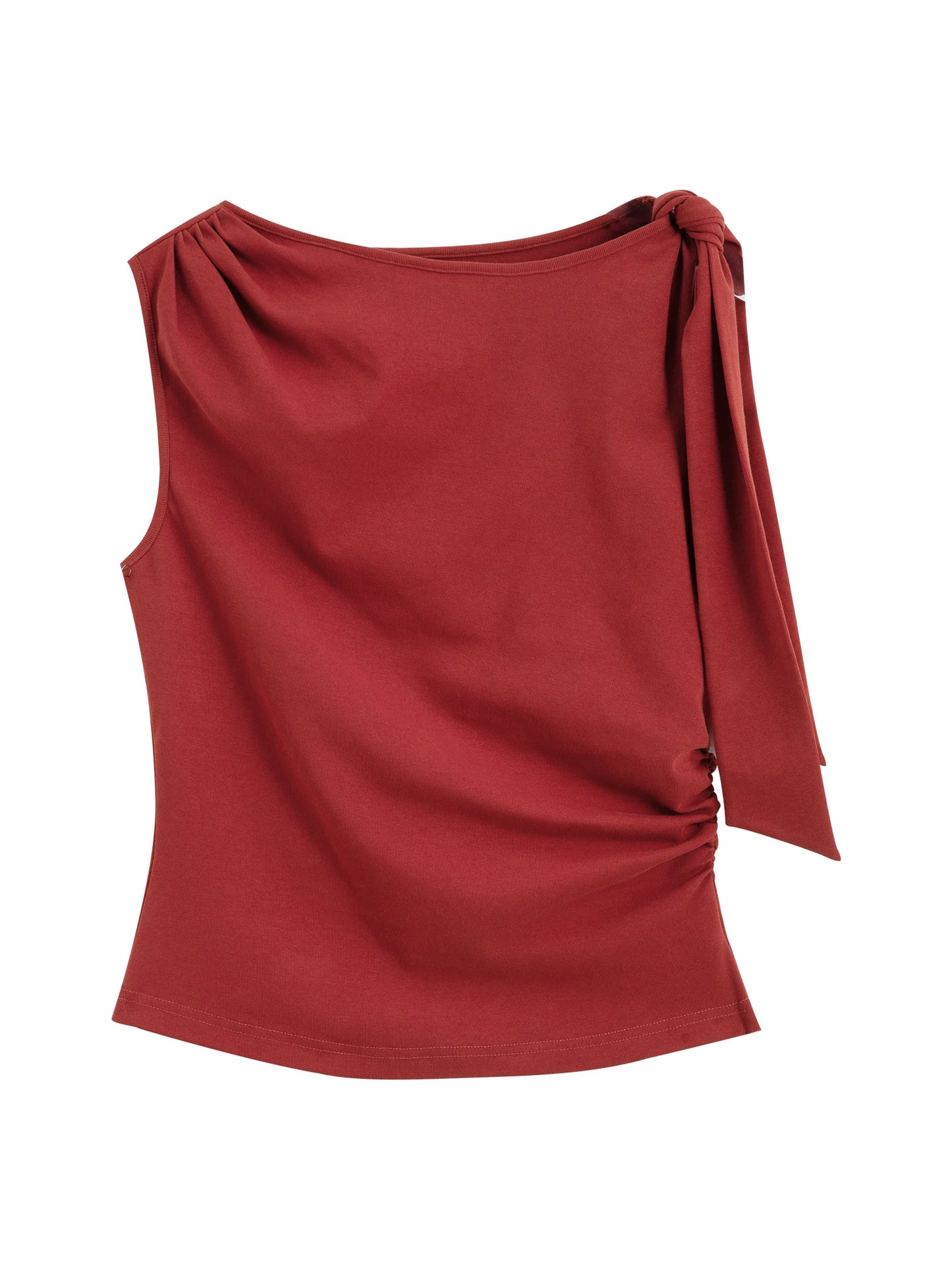 Rust One Shoulder Tie Top