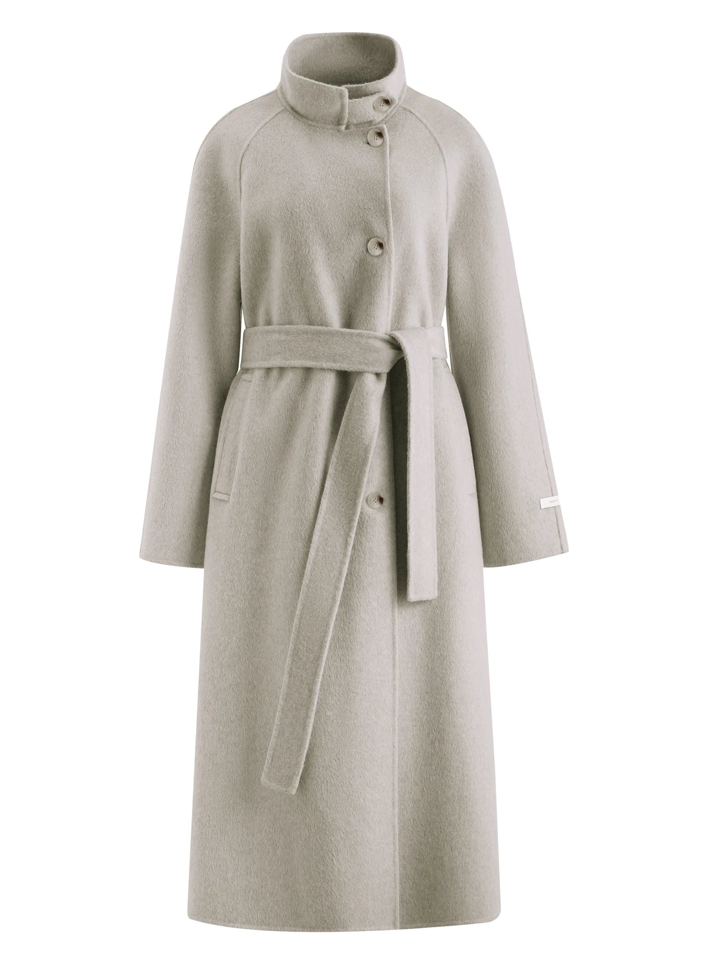 Beige Stand Collar Wool Coat