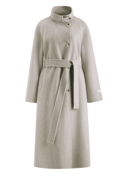 Beige Stand Collar Wool Coat