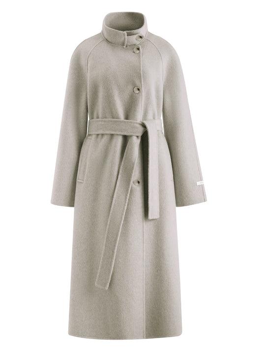 Beige Stand Collar Wool Coat