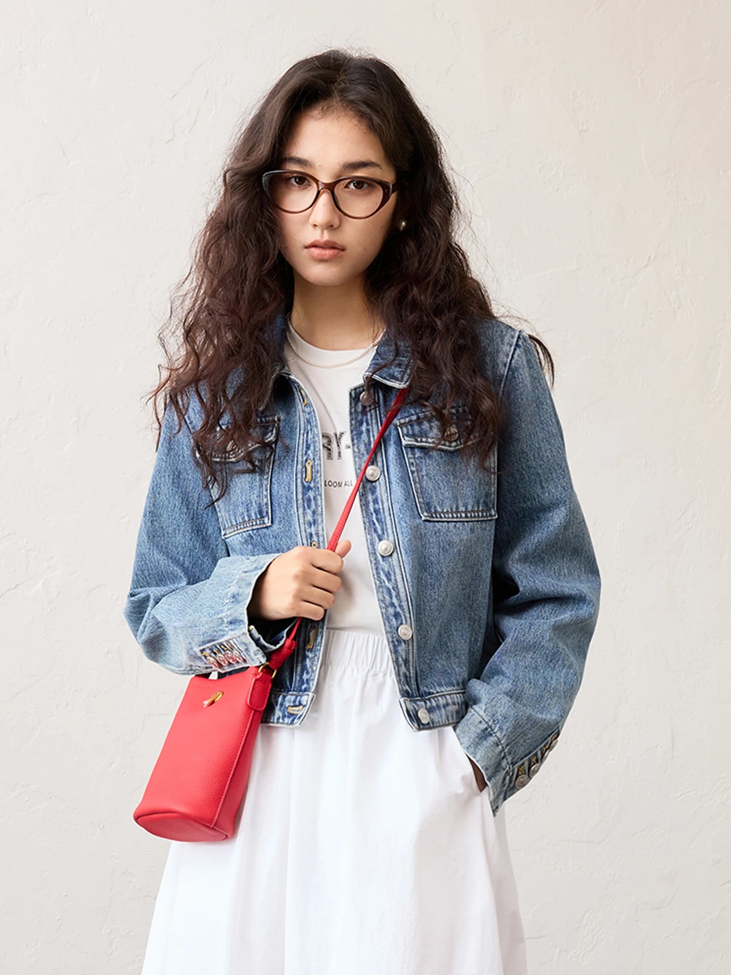 Blue Cropped Denim Jacket