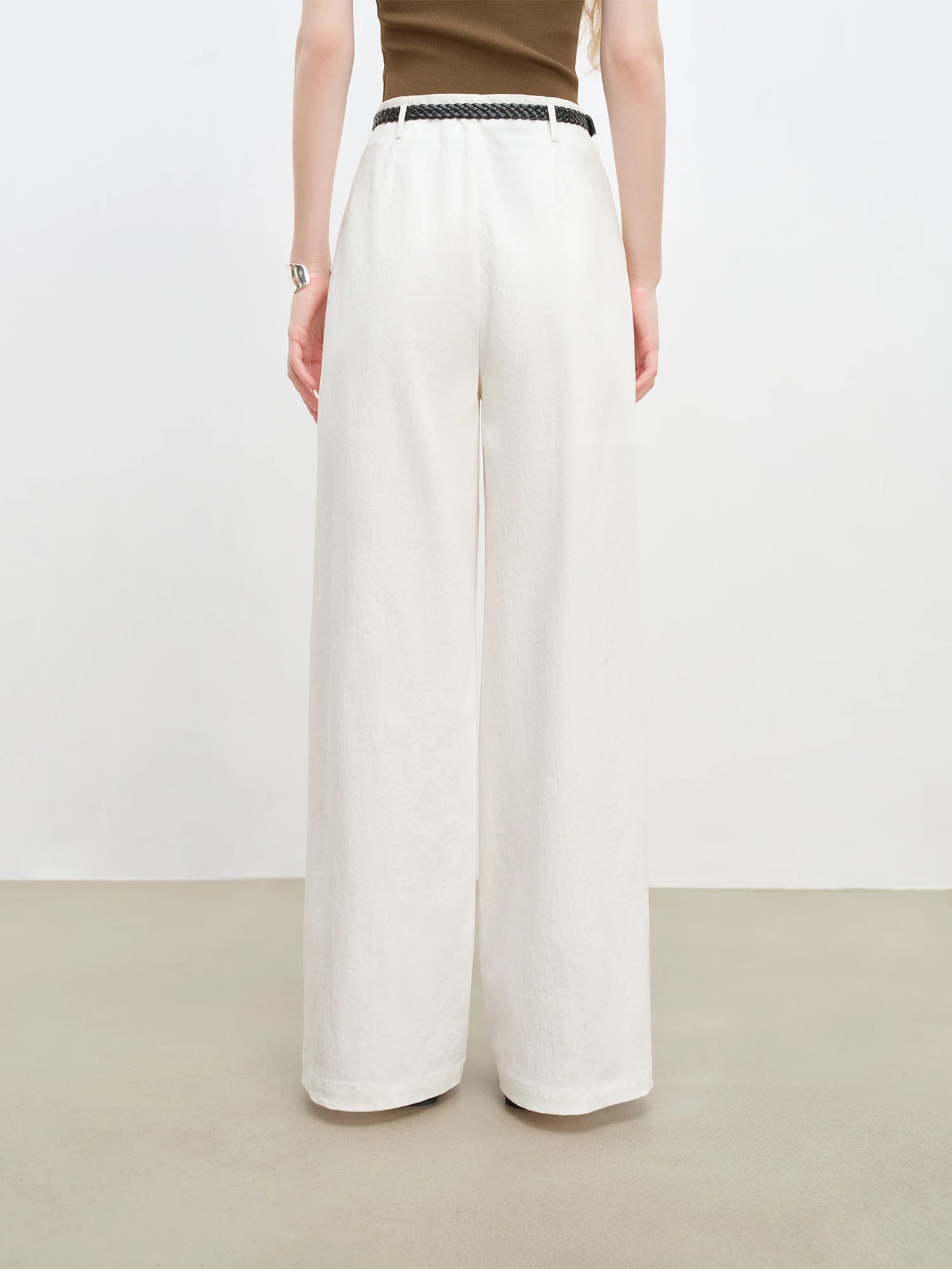 Ivory Straight Wide Leg Trousers