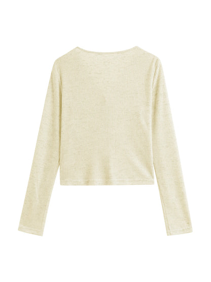 Light Grey Ribbed Knit Top
